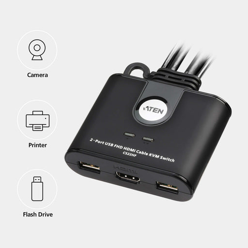 EAN 4710469341304 - ATEN CS22HF interruptor KVM Negro imagen 2