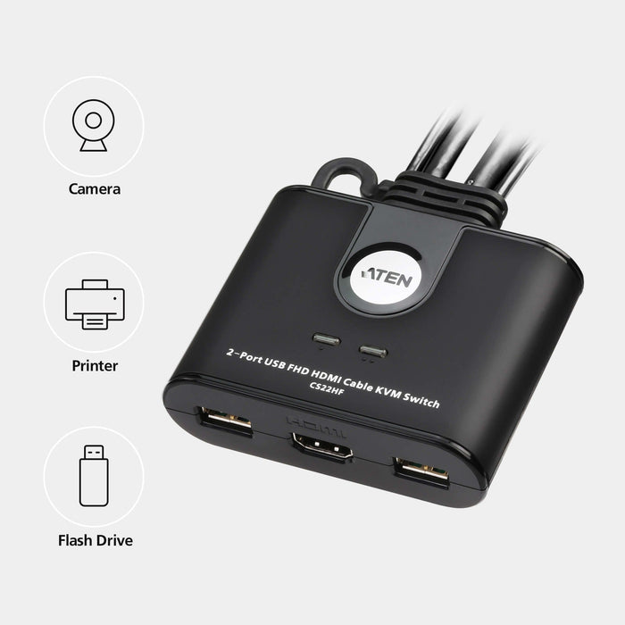 EAN 4710469341304 - ATEN CS22HF interruptor KVM Negro imagen 2