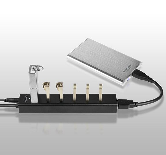 EAN 8595247903150 - Axagon HUE-SA7BP hub de interfaz USB 3.2 Gen 1 (3.1 Gen 1) Type-A 5000 Mbit/s Negro imagen 5
