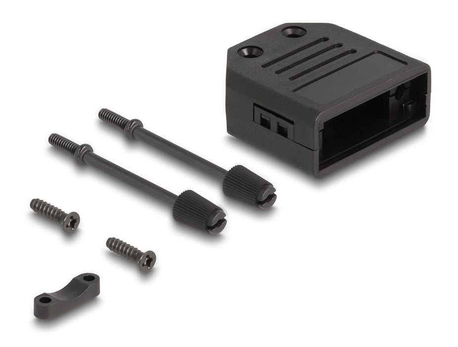 Delock 67026 Carcasa D-Sub Para 9 Pines Macho / Hembra; Carcasa De Plástico Con Descarga De Tracción Negro