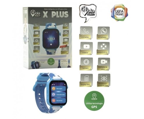 Hola Watch X Plus Azul Smartwatch Para Niños 1.85" 4g