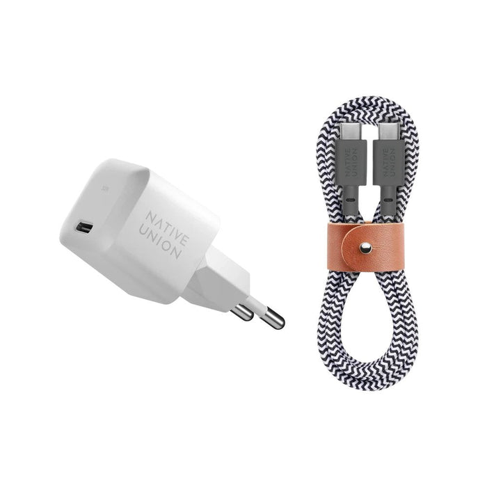 Native Union 30w Usb-C Fast Gan Charger White + Usb-C Cable Zeb.
