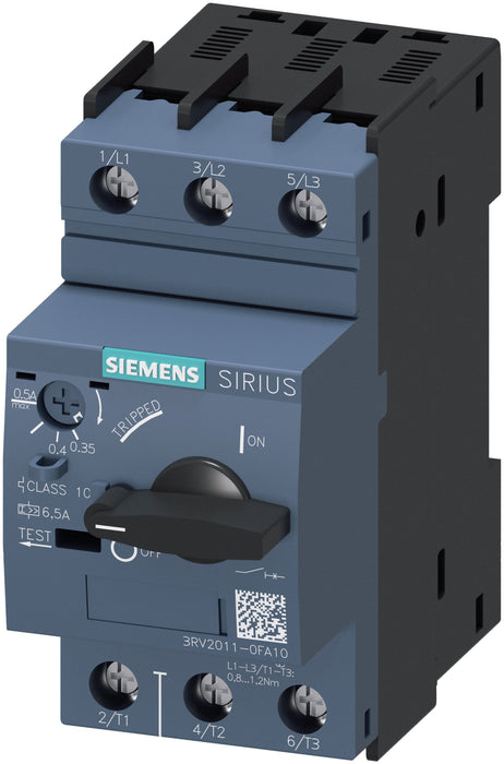 Siemens 3rv20110fa10 Guardamotor S00 0,35-0,5a Class10 Tornillo.
