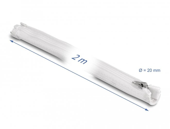 Delock Funda Trenzada Con Cremallera Resistente Al Calor 2 M X 20 Mm Blanco