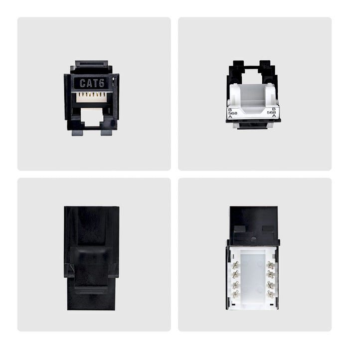 Startech.Com Cat6 Keystone Jack Módulo, Pack De 24 Rj45 Ethernet Keystone Conector Hembra, Utp Cat6 Wandbuchse, 90 Grad 110 Punch Down Conector Hembra, Negro, Acodado, Negro, Rj-45, Conector Hembra, Conector Hembra, 10gbase-T