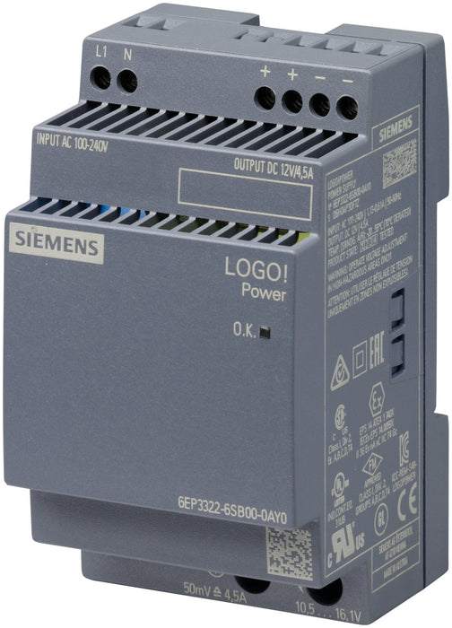 Siemens Logo Power 12v4 - Fuente De Alimentación Para Carril Din 4.5 A