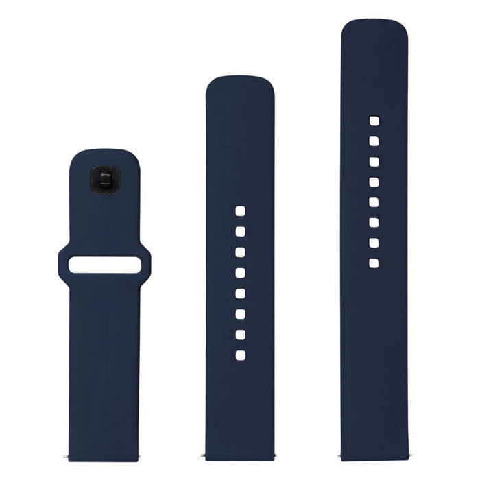 Fixed Silicone Sporty Strap Set With Quick Release 20mm For Smartwatch, Blue