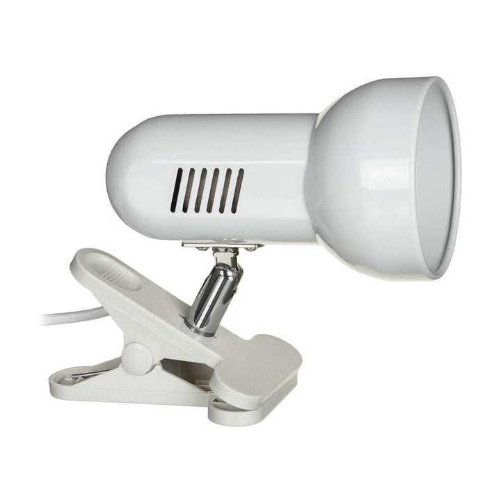 Activejet Lámpara De Sobremesa Con Pinza, Blanca, Metal, Rosca E27