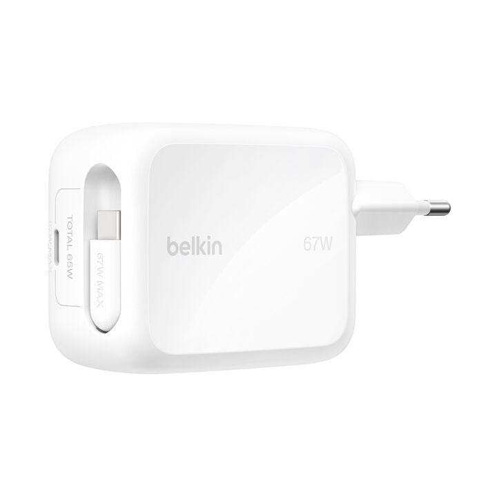 Belkin Boost Charge Pro 67w Dual Gan Retract.Cable Whi Wch022kqwh