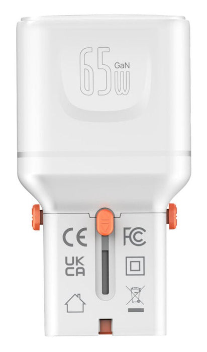Ladowarka Podrózna World Travel 65w Usb-C + Usb-A Biala