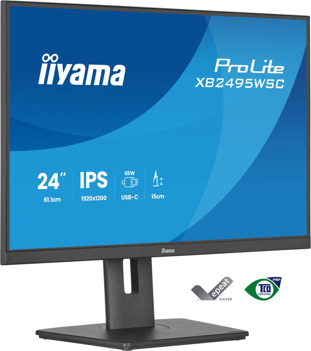 Monitor Iiyama Prolite Xb2495wsc-B1  24" Negro (Mate), Wuxga, Ips, Hdmi, Usb-C, Usb-Hub, 100hz Panel) Xb2495wsc-B1