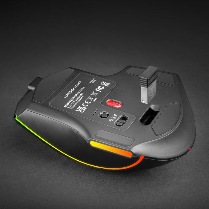 Mouse Mars Gaming Wireless Y Bluetooth Mmw-Vector Tri-Mode 2.4g Ghz Bt 5.4 Usb-C 7 Botones 12000 Dpi