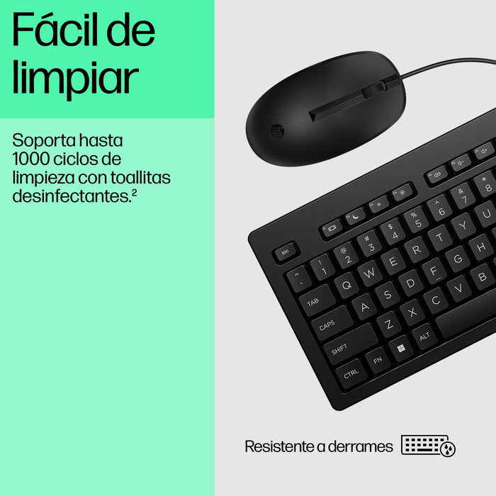 EAN 0198701791072 - HP 225 Wired Mouse and Keyboard Combo G2 teclado Ratón incluido Oficina USB Negro imagen 10