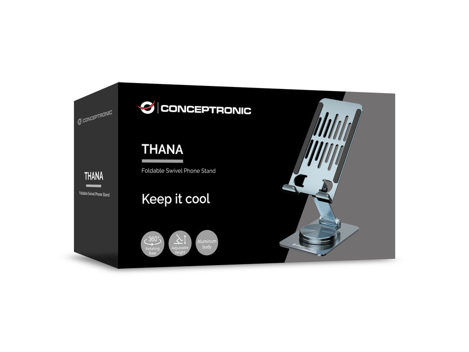 Soporte Smartphone Giratorio Y Plegable Conceptronic Thana08g Base Rotacion 360â° Altura Ajustable