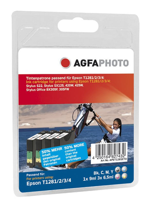 EAN 4250164827432 - AgfaPhoto APET128SETD cartucho de tinta 4 pieza(s) Negro, Cian, Magenta, Amarillo imagen 1