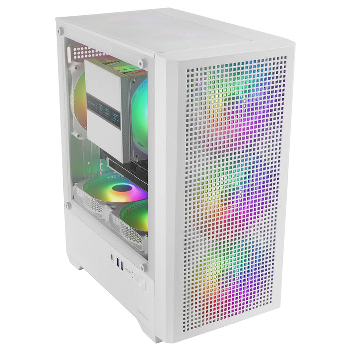 Caja Pc  Micro Atx Mars Gaming Mc-Vectorw Gpu Max 282mm Cristal Templado Mesh Argb Usb-C Blanco