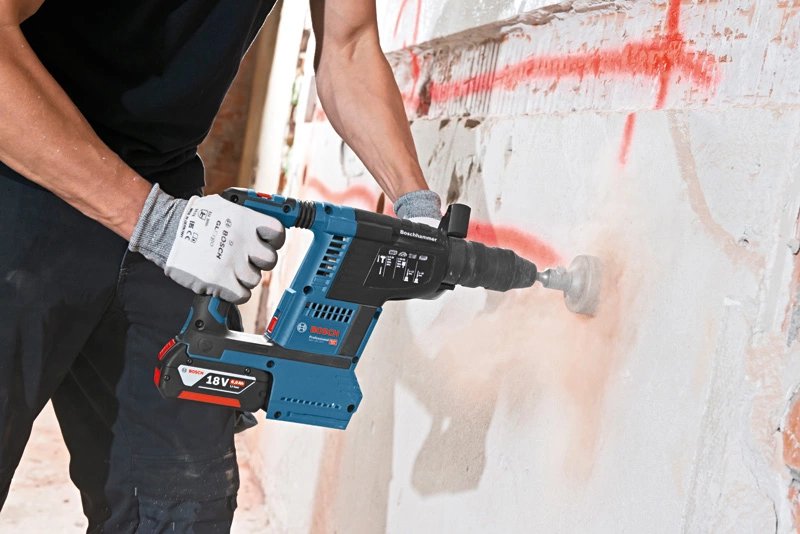 Taladro Percutor A Batería Bosch Professional Gbh 18v-26 F Professional Solo, 18 Voltios Azul/Negro, Sin Batería Ni Cargador, En L-Boxx