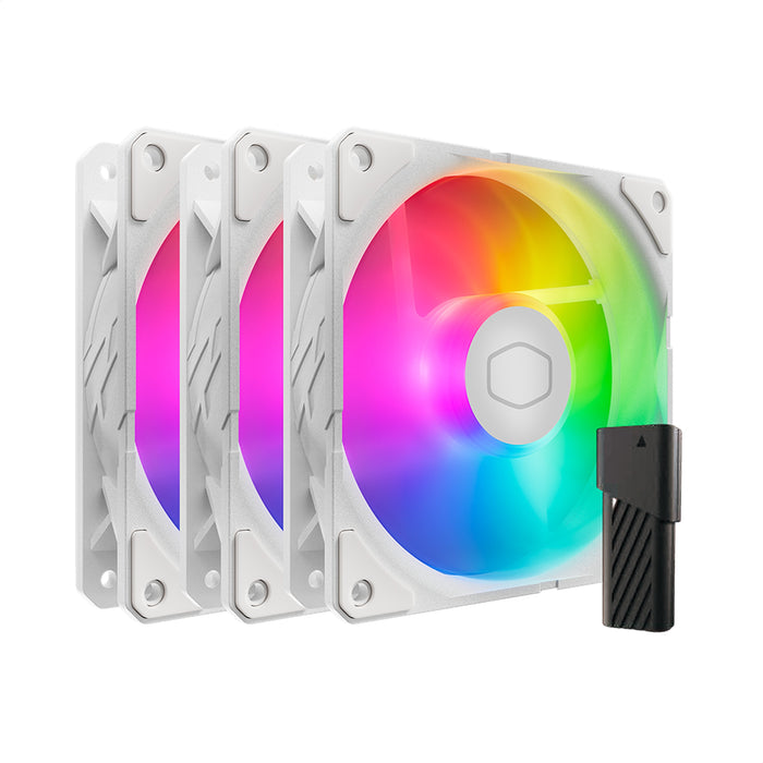 Kit De 3 Kit De 3 Ventiladoresres Cooler Master Sickleflow Edge 120 Argb  120mm (690~2500rpm, Pwm), Alto Flujo De Aire (70,7 Cfm) Y Presión Estática (3,61 Mmh2o), Argb Gen2, Controlador Led, 32,8dba Máx - Blanco