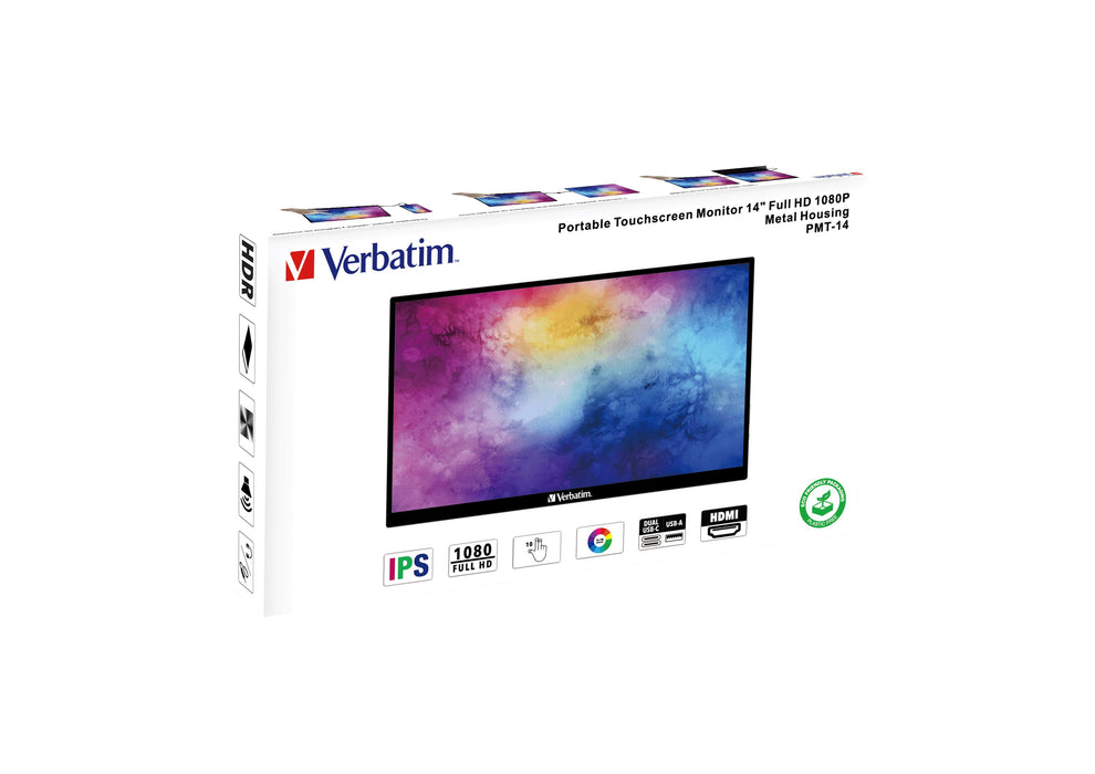 EAN 0023942495918 - Verbatim 49591 pantalla para PC 35,6 cm (14") 1920 x 1080 Pixeles Full HD LCD Pantalla táctil Negro imagen 6