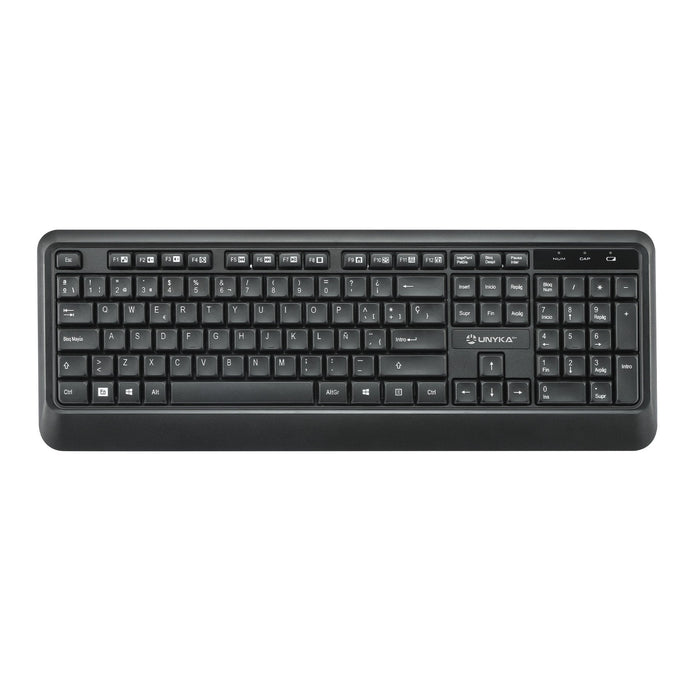 Unykach Uk39 Pack De Teclado Inalambrico Compacto + Raton Inalambrico 1600dpi, 3 Botones, Uso Ambidiestro - Negro