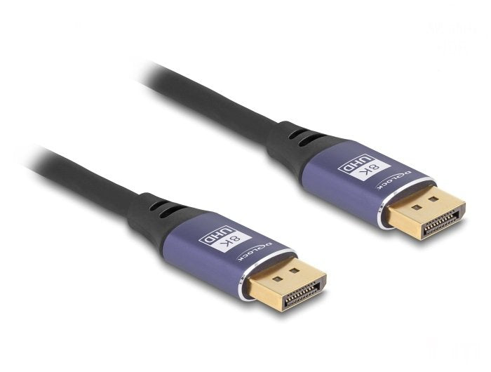 Delock 80601 Cable Displayport 8k 60 Hz 2 M Metal Lila