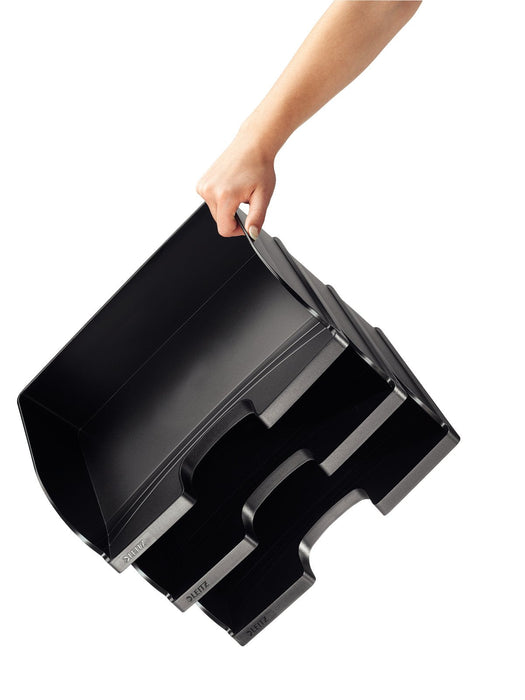 Leitz Plus Jumbo Bandeja Portadocumentos De Gran Capacidad - Acceso Apaisado - Hasta 10uds Apilables - Negro