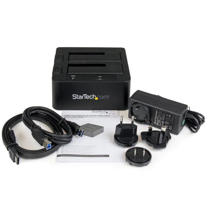 Startech.Com Dual-Bay Usb 3.0 Esata To Sata Hard Drive Docking Station Usb Hard Drive Dock External 2.53.5 Sata Iiiiii Ssdhdd Docking Station Hot-Swap Hard Drive Bays Top-Loading Controlador De Almacenamiento 2.5" 3.5" Sata 6gb/S Esata 6gb/