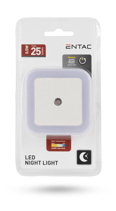 Entac Nachtlicht 0.5w Quadrat. Cw Blanco Dämmerungssensor