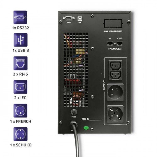 EAN 5901878530437 - Qoltec 53043 sistema de alimentación ininterrumpida (UPS) Doble conversión (en línea) 3 kVA 2400 W 2 sali imagen 5
