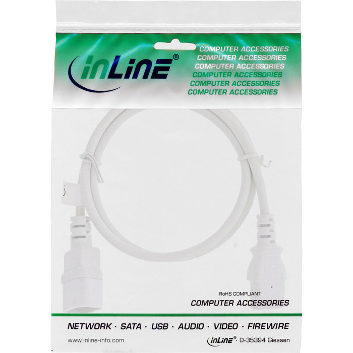 Prolongación Del Cable De Alimentación Inline, C13 A C14, Blanco, 0,5 M