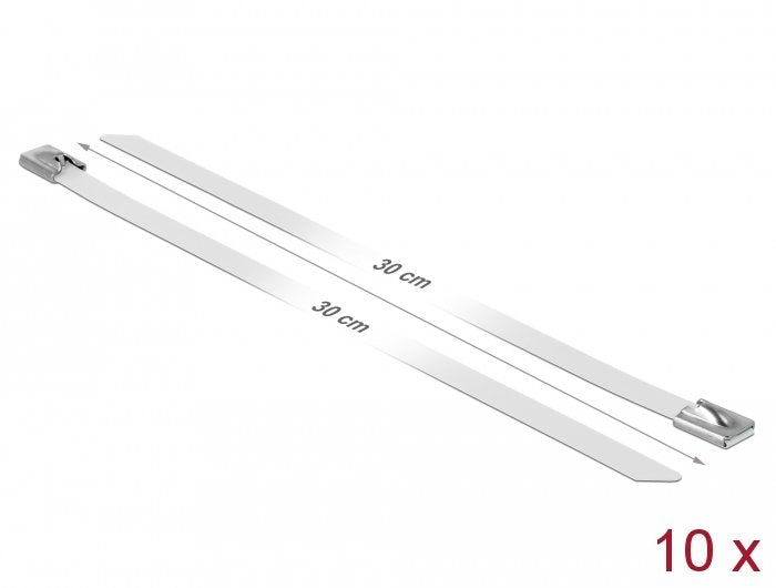 Delock Edelstahlcablebinder L 300 X B 7,9 Mm Weiss 10 Stück