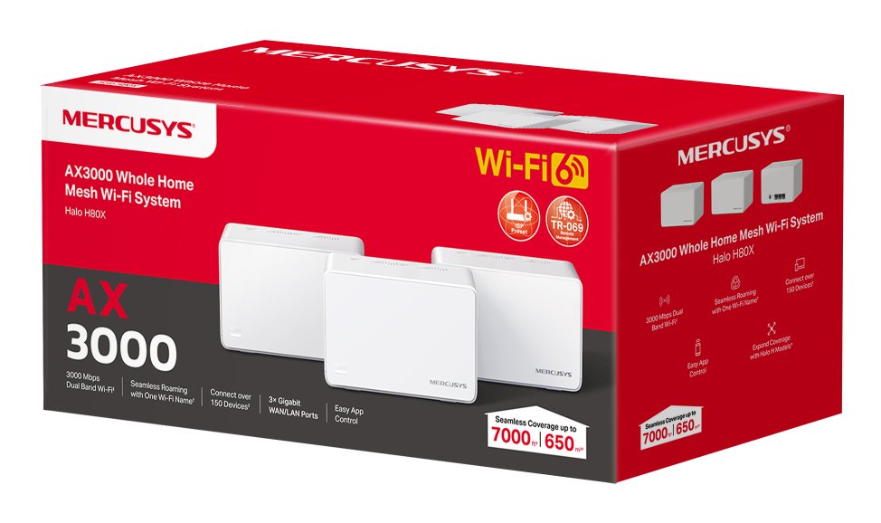 EAN 6957939000820 - Mercusys Halo H80X (3-pack) Doble banda (2,4 GHz / 5 GHz) Wi-Fi 6 (802.11ax) Blanco Interno imagen 5