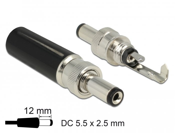 Delock 89916 Conector Dc 5,5 X 2,5 Mm Con 12,0 Mm De Longitud Macho Soldadura Versión
