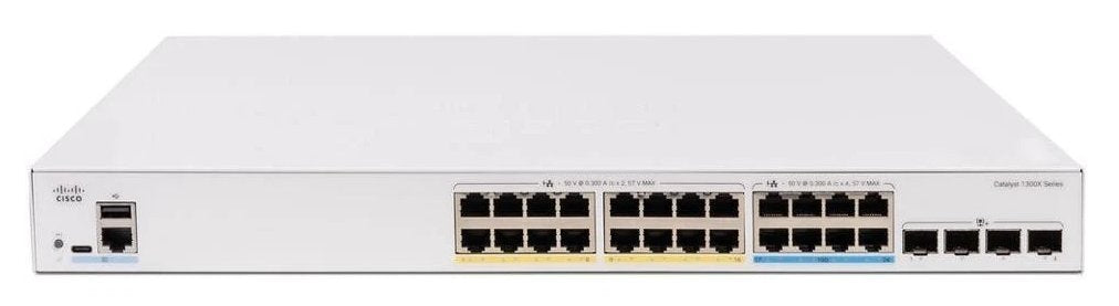 Cisco Catalyst 1300x-24mu-4x Conmutador L3 Gestionado 4 X 10 Gigabit Sfp28 + 16 X 2.5gbase-T (Poe+) + 8 X 2.5gbase-T (Poe++) Montable En Rack Poe++ (740 W)