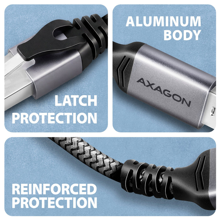 Axagon Ade-Am30 Usb-A 5gbps - Gigabit Ethernet Adapter With Integrated Cat6 Rj-45 Network Cable (3 M), Asix Ax88179b