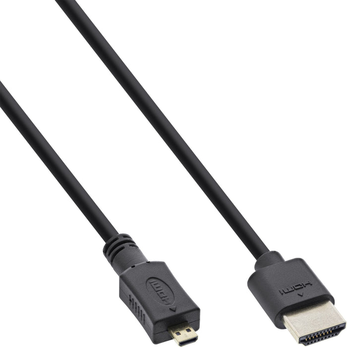 Cable Hdmi De Inline Con Ethernet Tipo A A D Macho Superfino Negro/Dorado 0,3 M