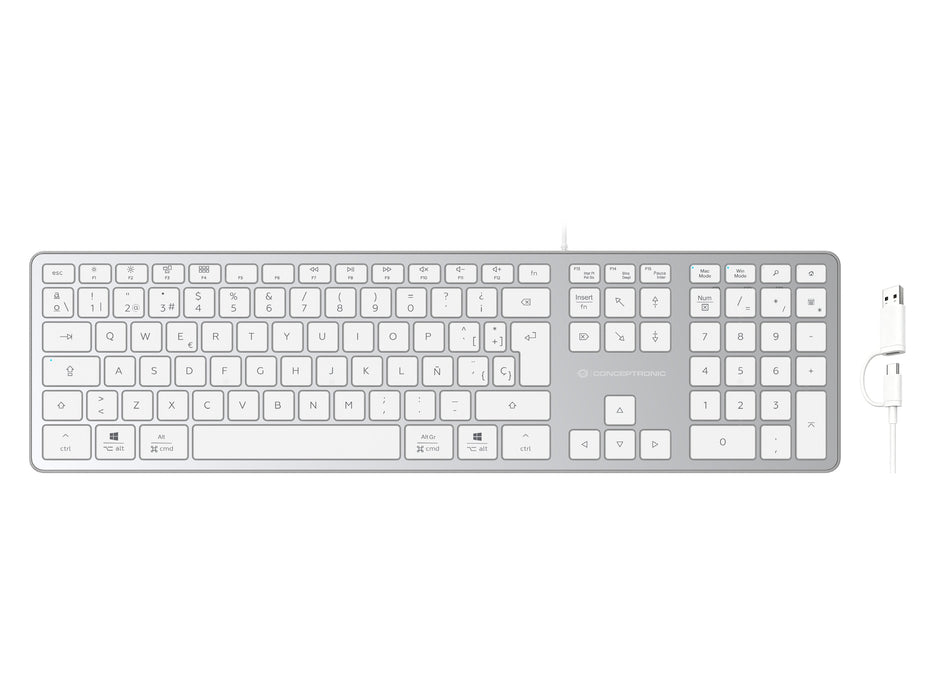 Conceptronic Usb Teclado Slim Usb-A/Usb-C Layout Es Ws