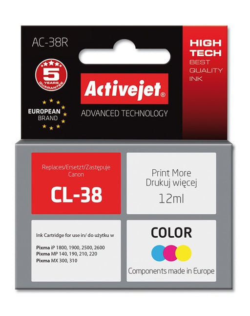 EAN 5901452128272 - Activejet AC-38R cartucho de tinta 1 pieza(s) Compatible Alto rendimiento (XL) Cian, Magenta, Amarillo imagen 2