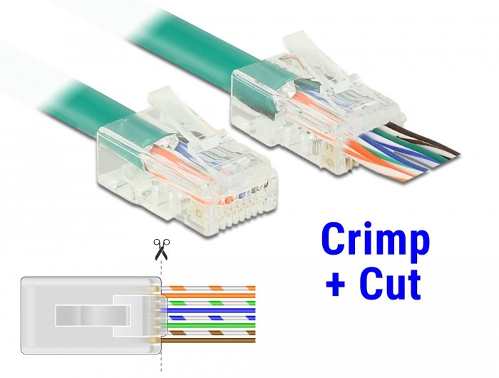 Delock 86451 Conector Rj-45 Transparente, Enchufe Transparente, Rj-45, Transparente, Policarbonato, Cat5e, U/Utp (Utp), Oro