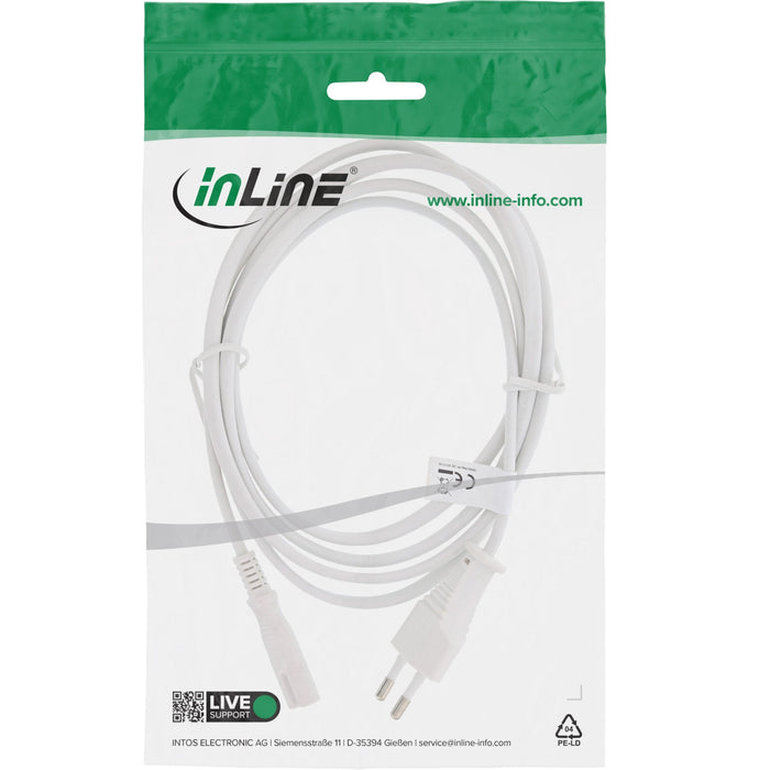 Cable De Alimentación Inline Enchufe Europeo A Enchufe Europeo 8 Blanco 1,5 M