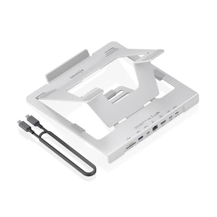 Aisens Soporte De Sobremesa Ajustable Para Portatil / Tablet Con Usb-C Docking 7 En 1, Gris