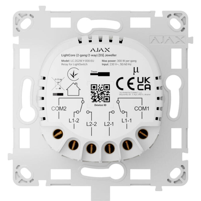 Ajax Lightswitch-Lightcore-2g-2w Ajax Lightswitch Lightcore 2-Gang 2-Way Jeweller. Interruptor Doble Conmutado