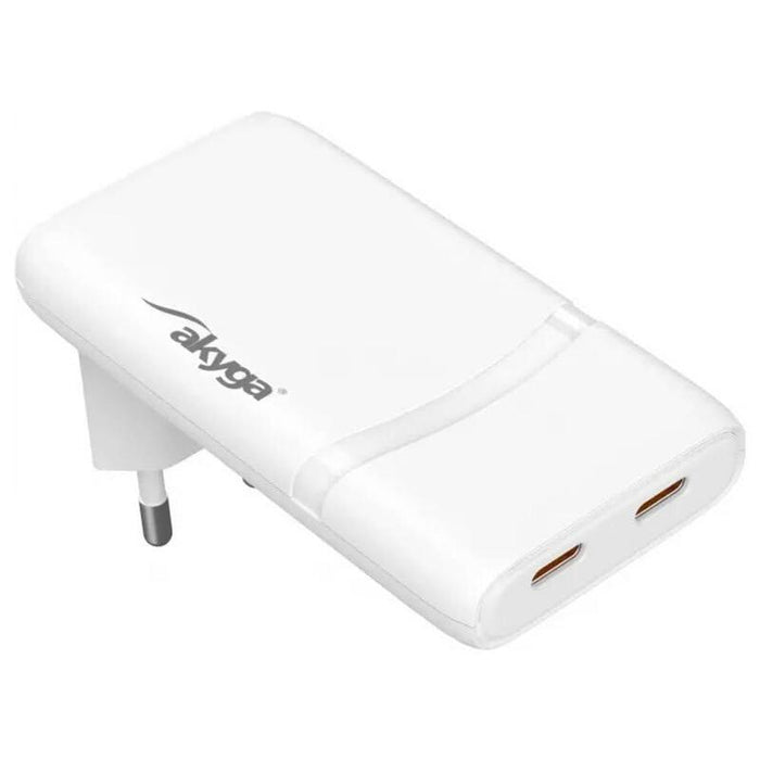 Akyga Wall Charger Ak-Ch-32 65w 2x Usb-C Pd Gan 5-20v 2.25-3a White