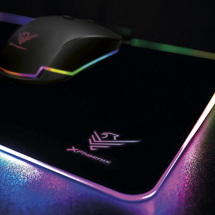 Alfombrilla Phoenix Gaming Rgb / 10 Modos De Iluminacion / Rigida Aluminio/ Usb / Negro