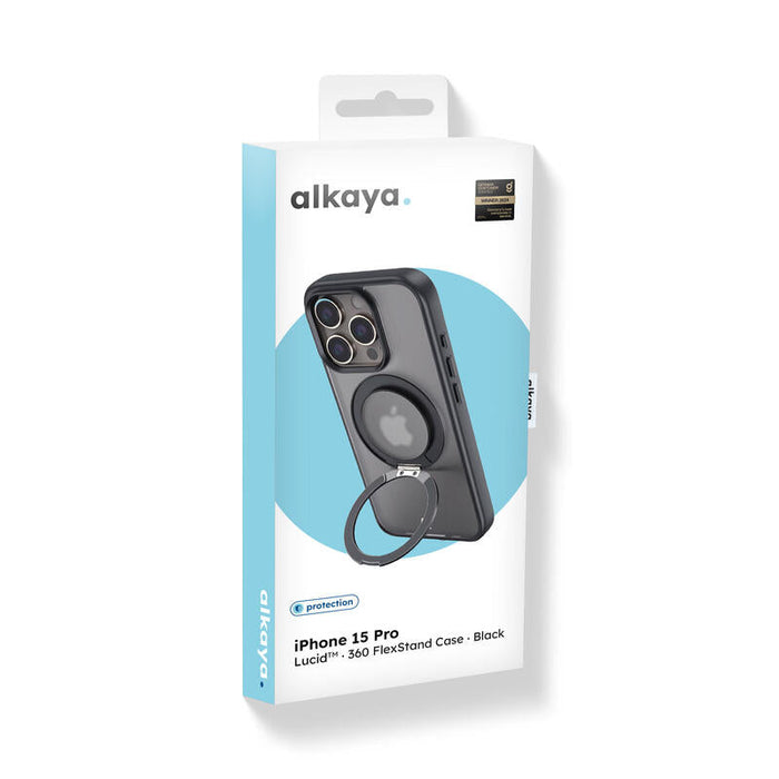 Alkaya Lucid 360 Flexstand Funda Con Magsafe Para Iphone 15 Pro Negro