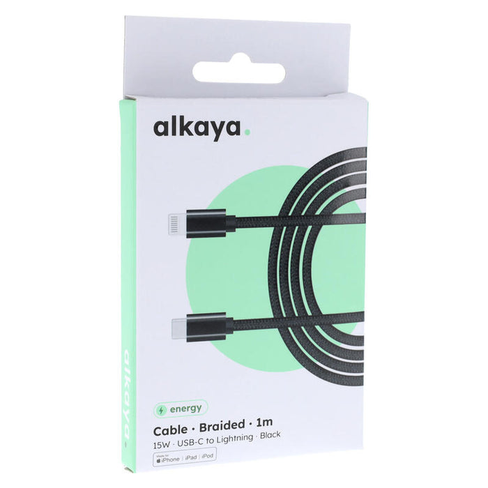 Alkaya Speed Flex Cable De Datos Geflochten 15w, 1m Negro