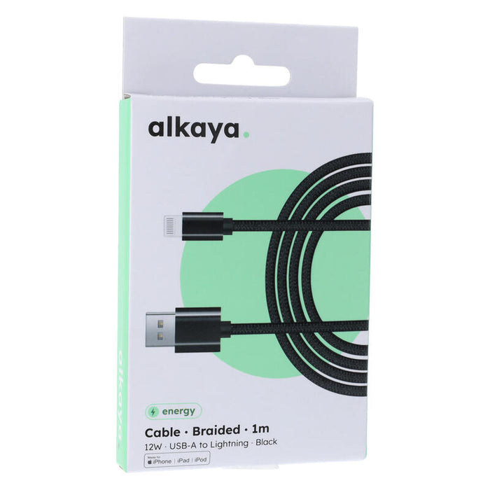 Alkaya Speed Flex Usb-A - Lightning Geflochten 12w, 1m Negro