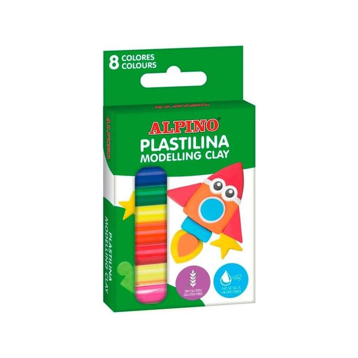 Alpino Pack Con 8 Barras De Plastilina 12gr - Muy Flexible - Pueden Mezclarse - Sin Gluten - Colores Surtidos