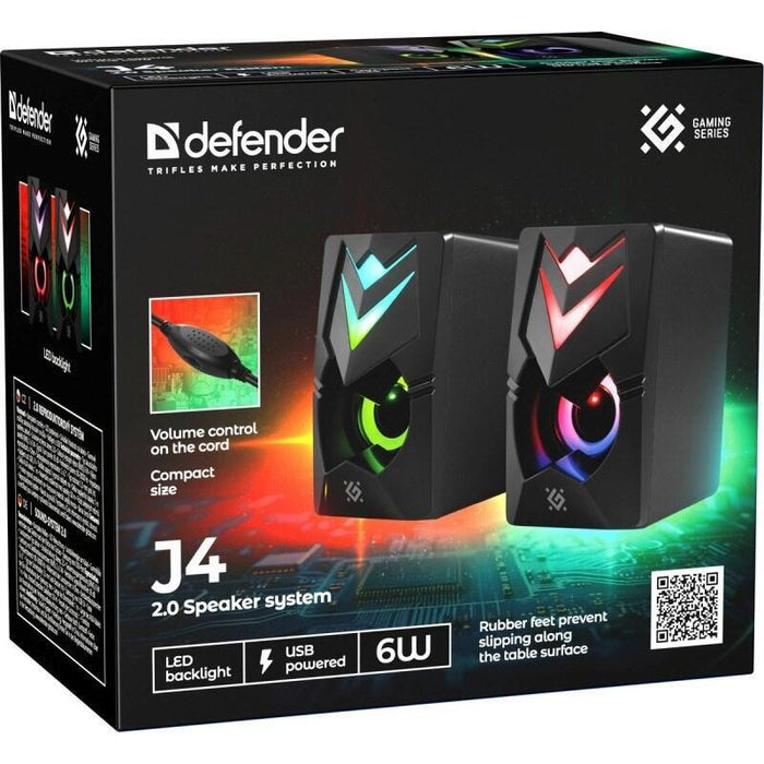 Altavoces Pc 2.0 Defender J4 2.0 6w Led Usb Negros