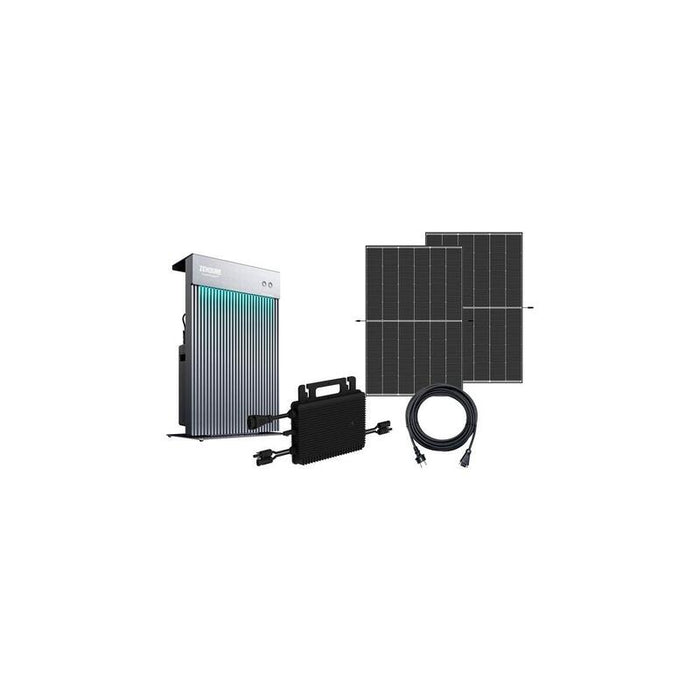 Conjunto De Planta De Energía Alternativa Para Balcón W-Bkw800/880_4 Marco Negro + Solarflow Aio Incl. Hms-800w-2t Wifi, Zendure Aio 2400 All-In-One Bkw800_4_sfai_wave